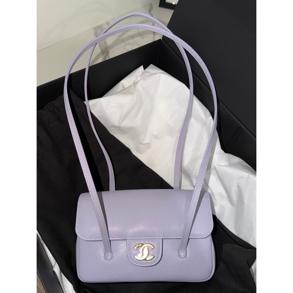 Chanel 26S Preppy Coco Mini Purple Caviar Leather Gold CC Logo Shoulder Bag - Picture 10 of 16